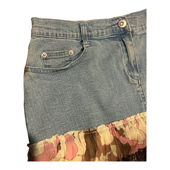 Denim and Floral Patchwork Midi Skirt - Picture 7 of 13